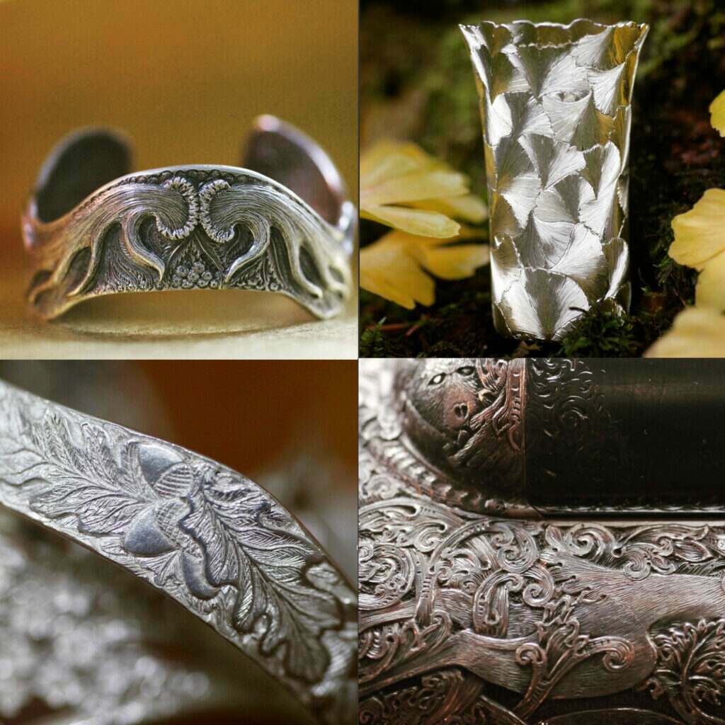 Examples of Malcom's beautiful engraving work