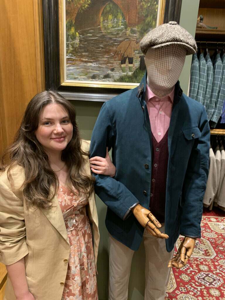 Cordings menswear buyer, Marnie Gooch with her mannequin.
