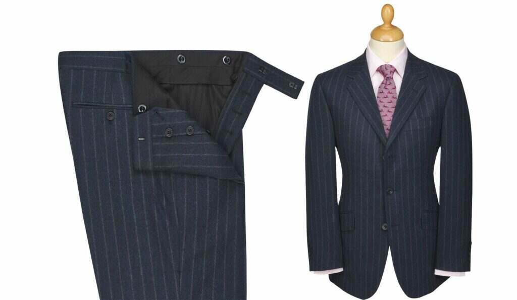 Image displaying the Navy 12OZ flannel chalkstripe suit