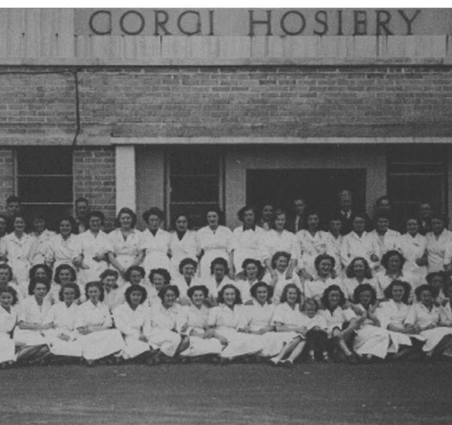 Corgi hosiery staff outside of factory taken 100 years ago. 